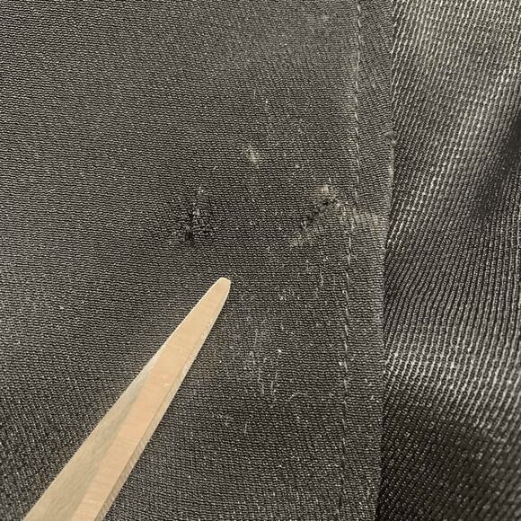 Vintage 90s Cache Black Duster Coat Gold Embroidered Satin Collar Size Medium - Picture 10 of 12